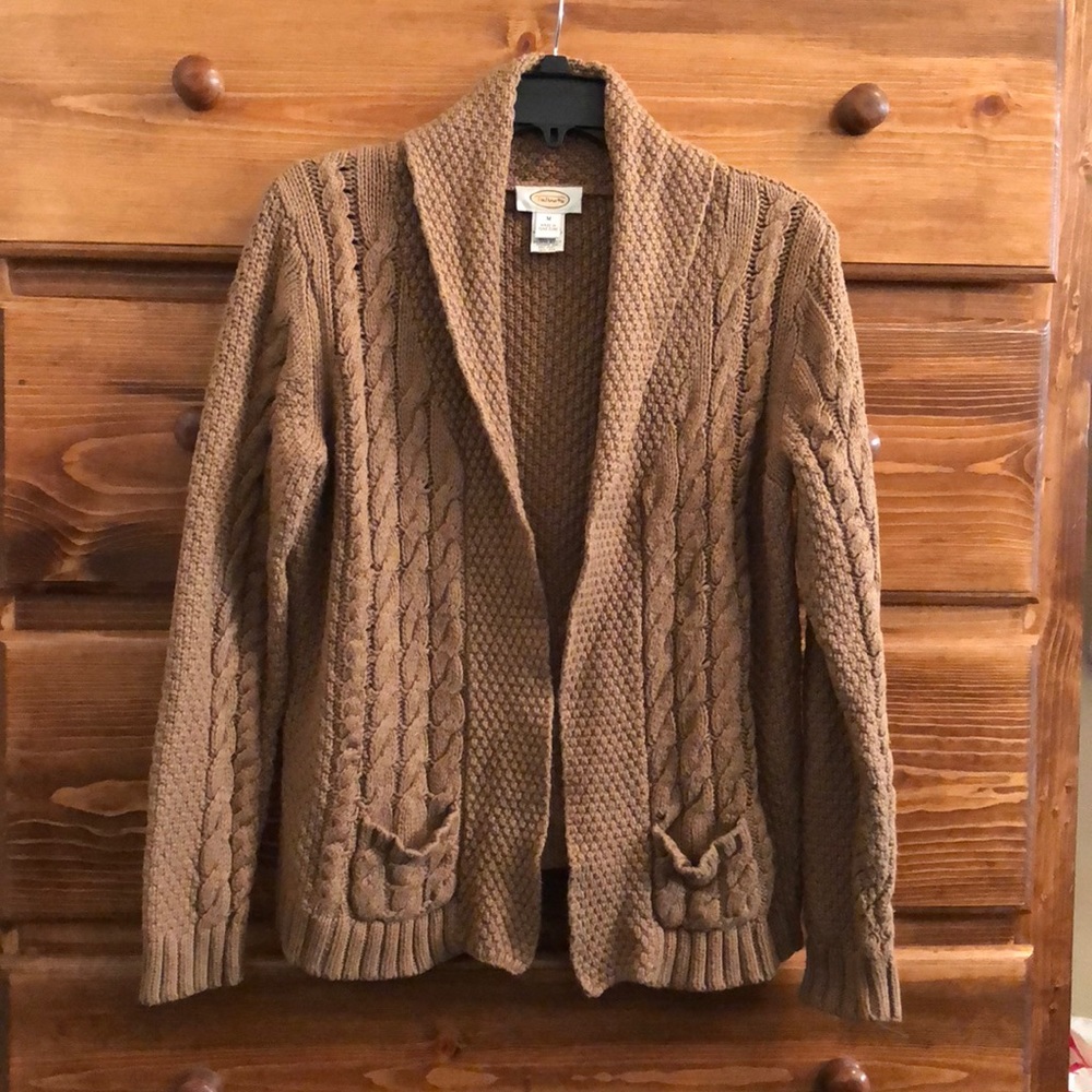Talbots knitted cardigan size M Tan color